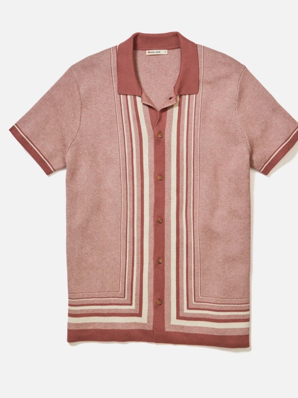 NWT Marine Layer Men’s Short Sleeve Ethan Sweater Button-Down in Withered Rose